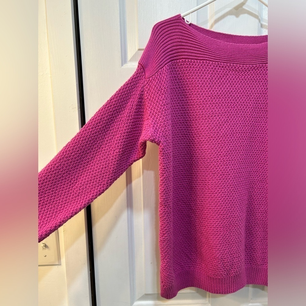 Lauren Ralph Lauren Pink Knotted Knit Sweater Size M Boat Neck Preppy Mature - Picture 4 of 8